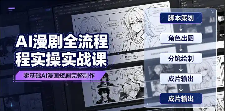 AI漫剧全流程实操实战课｜零基础AI漫画短剧完整制作、脚本出图成片全链路落地教程-北极星资源库