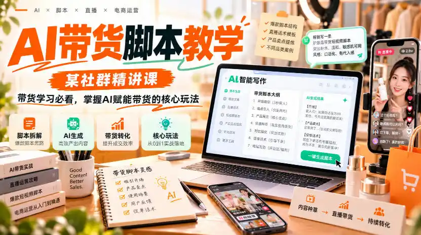 AI带货脚本教学，某社群精讲课，带货学习必看，掌握AI赋能带货的核心玩法-北极星资源库