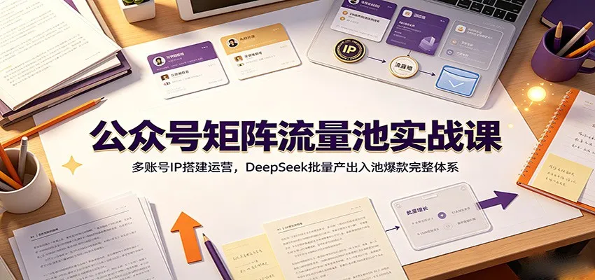 公众号矩阵流量池实战课：多账号IP搭建运营，DeepSeek批量产出入池爆款完整体系-北极星资源库