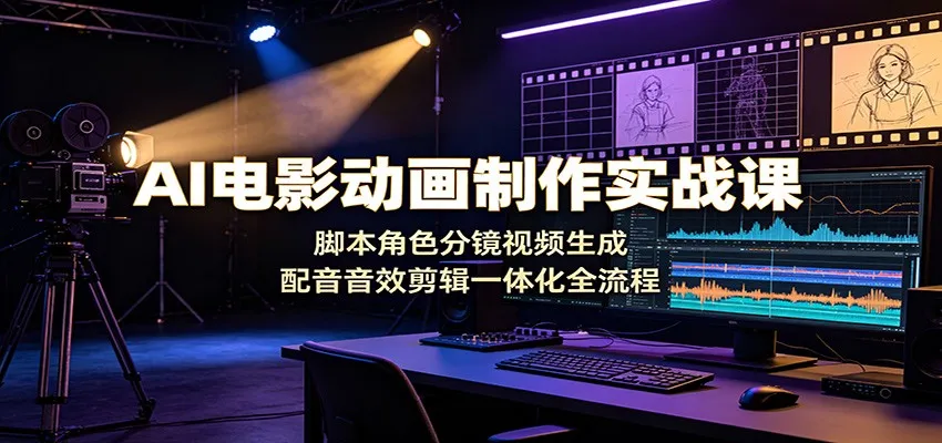 AI电影动画制作实战课：脚本角色分镜视频生成，配音音效剪辑一体化全流程-北极星资源库