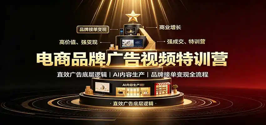 电商品牌广告视频特训：直效广告底层逻辑，AI内容生产，品牌接单变现全流程-北极星资源库