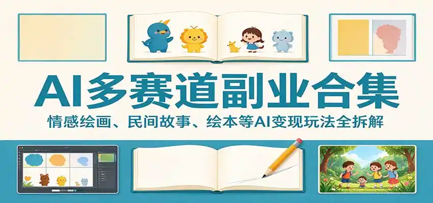 AI多赛道副业合集：情感绘画、民间故事、绘本等AI变现玩法全拆解-北极星资源库