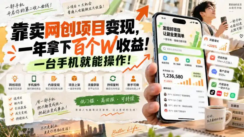 网创小程序虚拟资料变现，一年拿下百万收益，一部手机就可以做，0成本变现副业！-北极星资源库