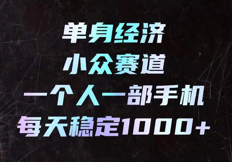 单身经济小众赛道，一个人一部手机，每天稳定1000+，长期可持续的赛道【揭秘】-北极星资源库