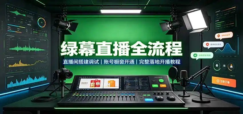 绿幕直播全流程：直播间搭建调试，账号橱窗开通，完整落地开播教程-北极星资源库