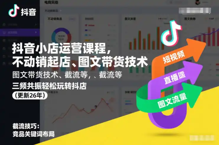 抖音小店运营课程，不动销起店、图文带货技术、截流等，三频共振轻松玩转抖店(更新260815)-北极星资源库