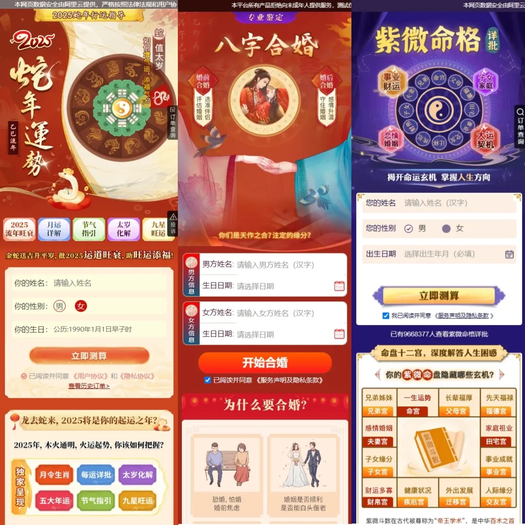 2025新版蛇年测算系统源码-北极星资源库