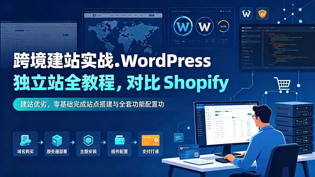 跨境建站实战：WordPress 独立站全教程，对比 Shopify 建站优劣，零基础完成站点搭建与全套功能配置-北极星资源库