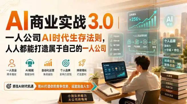 AI商业实战3.0｜一人公司AI时代生存法则，人人都能打造属于自己的一人公司-北极星资源库