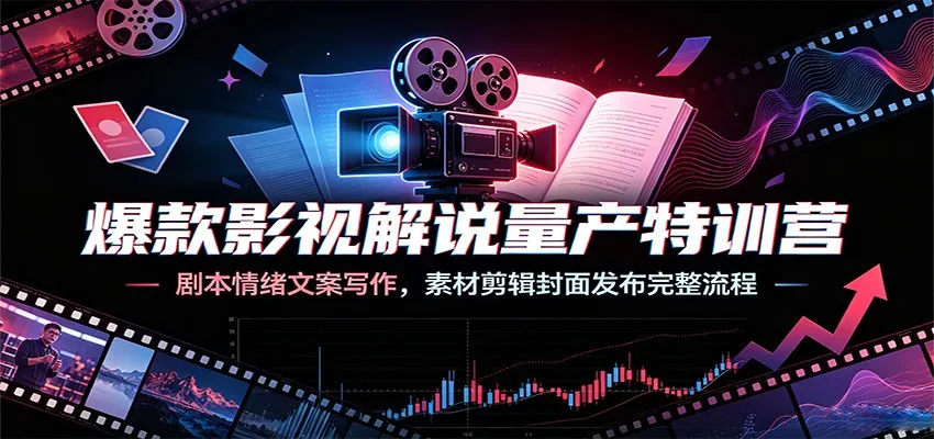 爆款影视解说量产特训营:剧本情绪文案写作,素材剪辑封面发布完整流程-北极星资源库