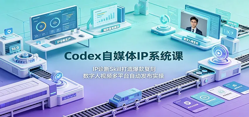 Codex自媒体IP系统课：IP诊断Skill打造爆款复刻，数字人视频多平台自动发布实操-北极星资源库