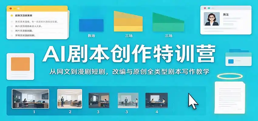 AI剧本创作特训营:从网文到漫剧短剧,改编与原创全类型剧本写作教学-北极星资源库