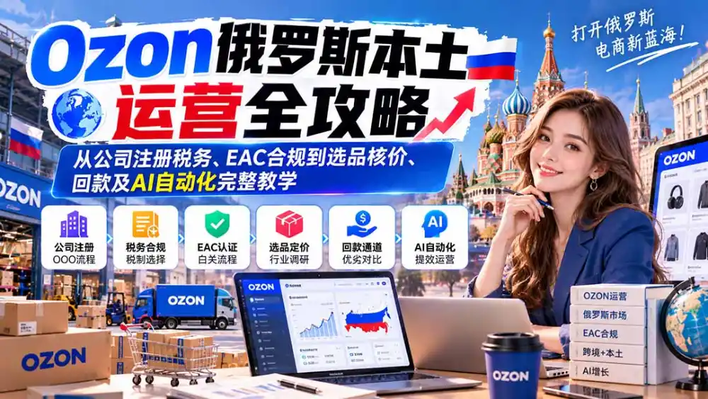 Ozon俄罗斯本土运营全攻略：从公司注册税务、EAC合规到选品核价、回款及AI自动化完整教学-北极星资源库