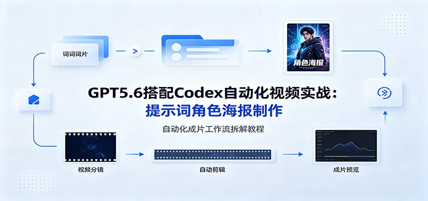 GPT5.6搭配Codex自动化视频实战：提示词角色海报制作，自动化成片工作流拆解教程-北极星资源库