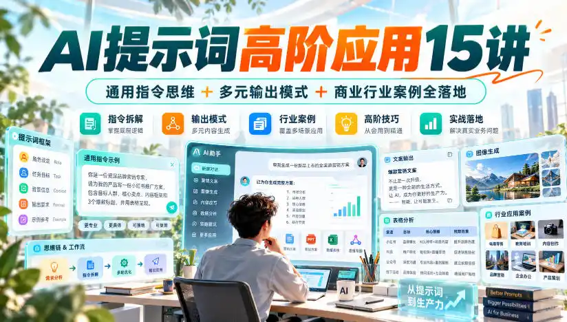 AI提示词高阶应用15讲｜通用指令思维+多元输出模式+商业行业案例全落地-北极星资源库