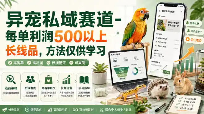 异宠私域赛道-每单利润500以上长线品，方法仅供学习-北极星资源库