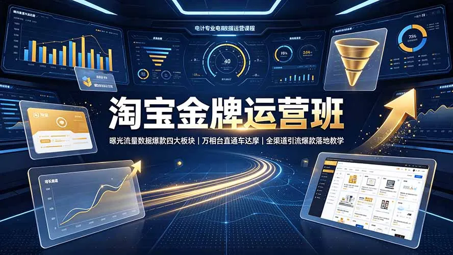 淘宝金牌运营班-7月：曝光流量数据爆款四大板块｜万相台直通车达摩｜全渠道引流爆款落地教学-北极星资源库