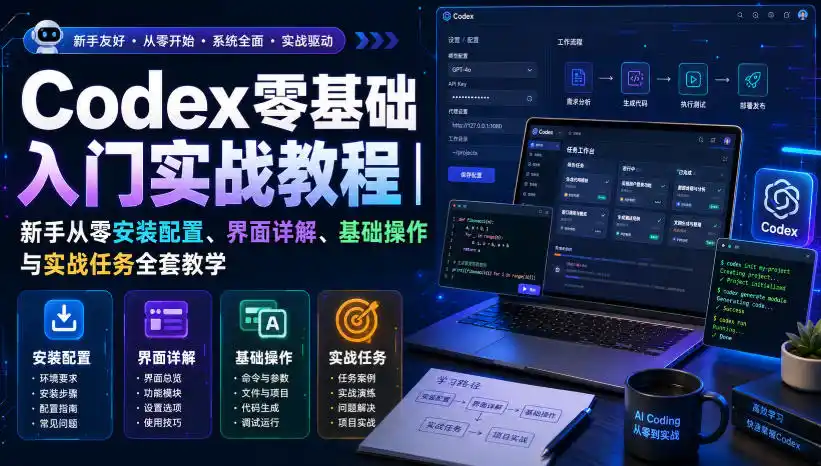 Codex零基础入门实战教程｜新手从零安装配置、界面详解、基础操作与实战任务全套教学-北极星资源库