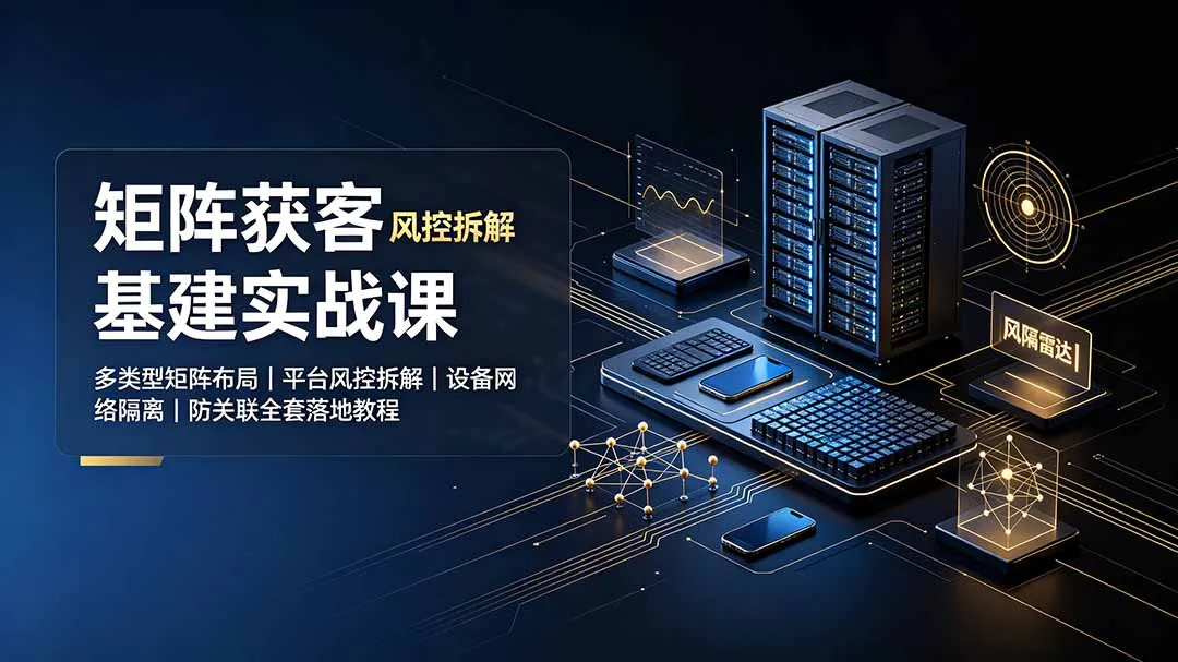 矩阵获客基建实战课：多类型矩阵布局｜平台风控拆解｜设备网络隔离｜防关联全套落地教程-北极星资源库