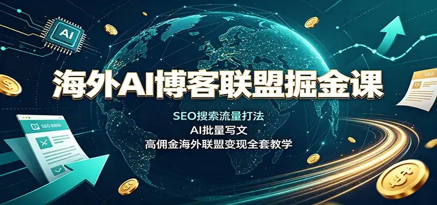 海外AI博客联盟掘金课：SEO搜索流量打法，AI批量写文，高佣金海外联盟变现全套教学-北极星资源库