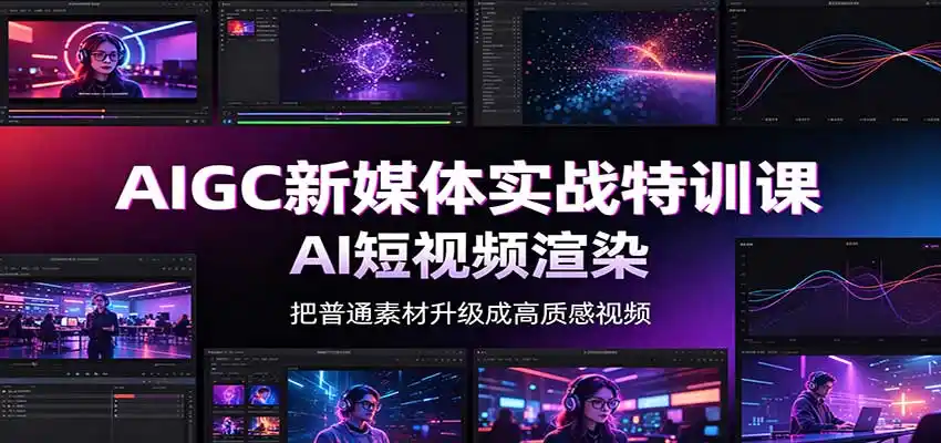 AIGC新媒体实战特训课：工具入门实操，AI短视频渲染，数字人商业视频制作-北极星资源库