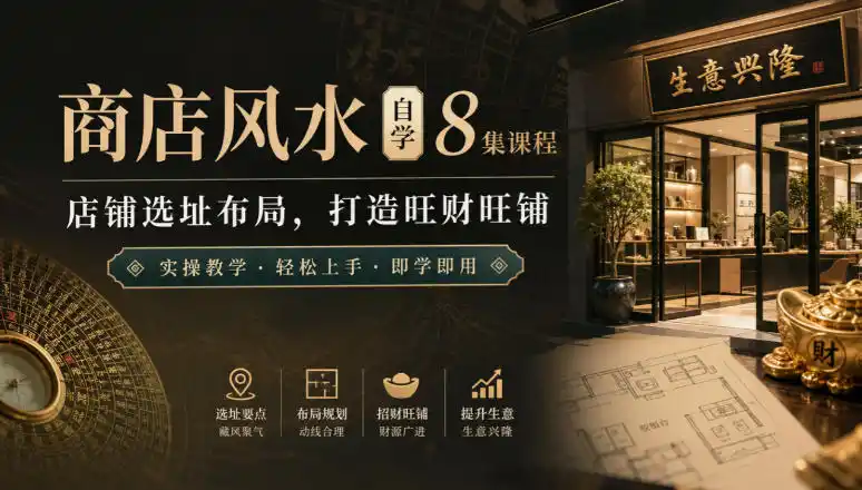 商店风水自学8集课程｜店铺选址布局，打造旺财旺铺实操教学-北极星资源库