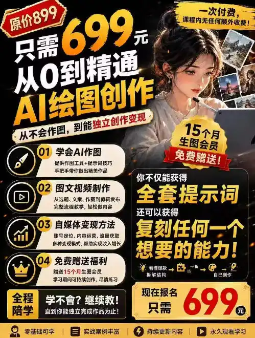抖音10W粉丝博主的AI绘图教学，从0到精通AI绘图创作，从不会作图到能独立创作变现-北极星资源库