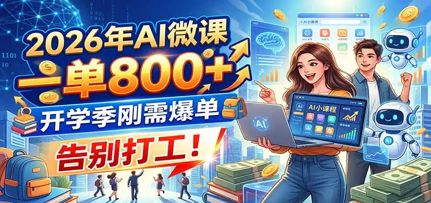 2026年AI微课，一单800+，开学季刚需爆单，告别打工！-北极星资源库