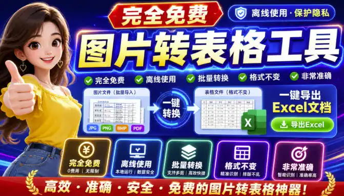 图片表格识别提取工具，支持一键从图片中智能提取表格并导出Excel文件，可离线免网运行，FastTableOCR-北极星资源库