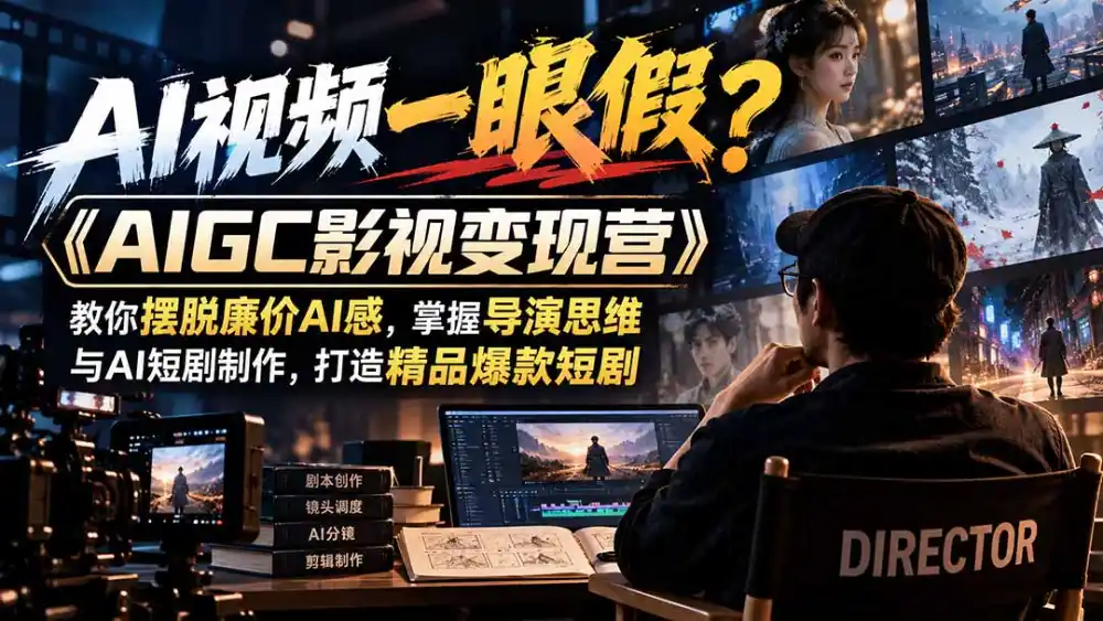 【无水印】AI视频一眼假？《AIGC影视变现营》教你摆脱廉价AI感，掌握导演思维与AI短剧制作，打造精品爆款短剧-北极星资源库