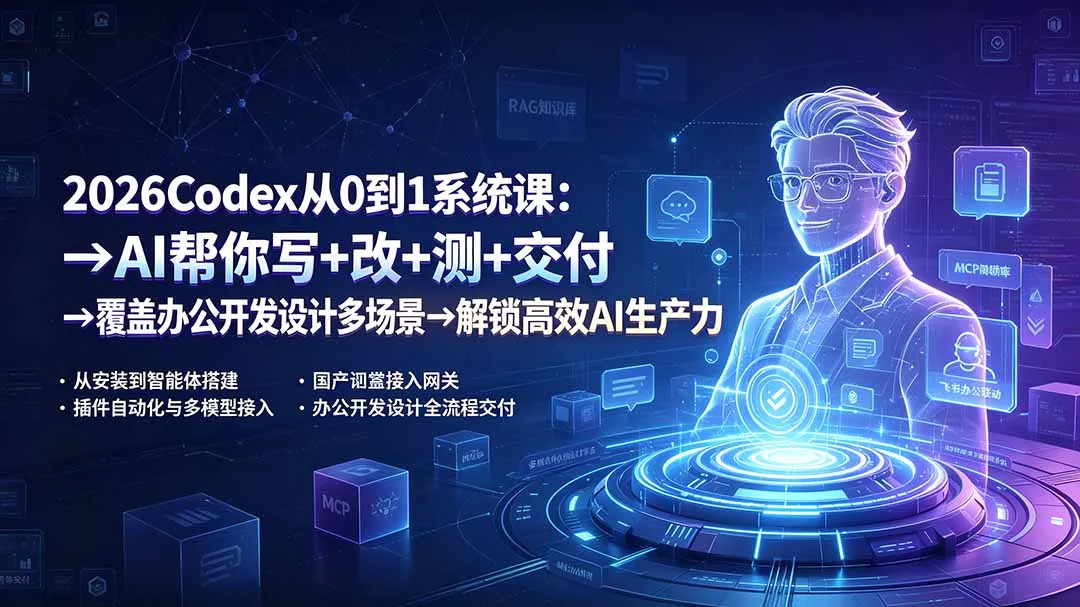 2026Codex从0到1系统课：→AI帮你写+改+测+交付→覆盖办公开发设计多场景→解锁高效AI生产力-北极星资源库