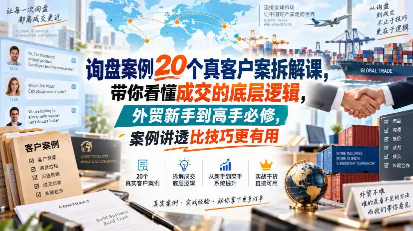 询盘案例20个真客户案拆解课，带你看懂成交的底层逻辑，外贸新手到高手必修，案例讲透比技巧更有用-北极星资源库