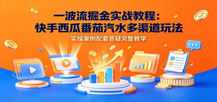 一波流掘金实战教程：快手西瓜番茄汽水多渠道玩法，实操案例配套答疑完整教学-北极星资源库