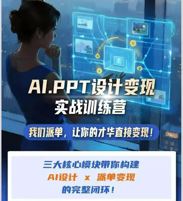 AI+PPT设计变现实战训练营，我们派单，让你的才华直接变现，三大核心模块带你构建Al设计x派单变现的完整闭环-北极星资源库