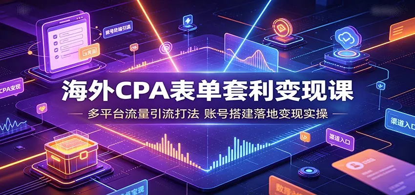 海外CPA表单套利变现课：多平台流量引流打法，账号搭建落地变现实操-北极星资源库