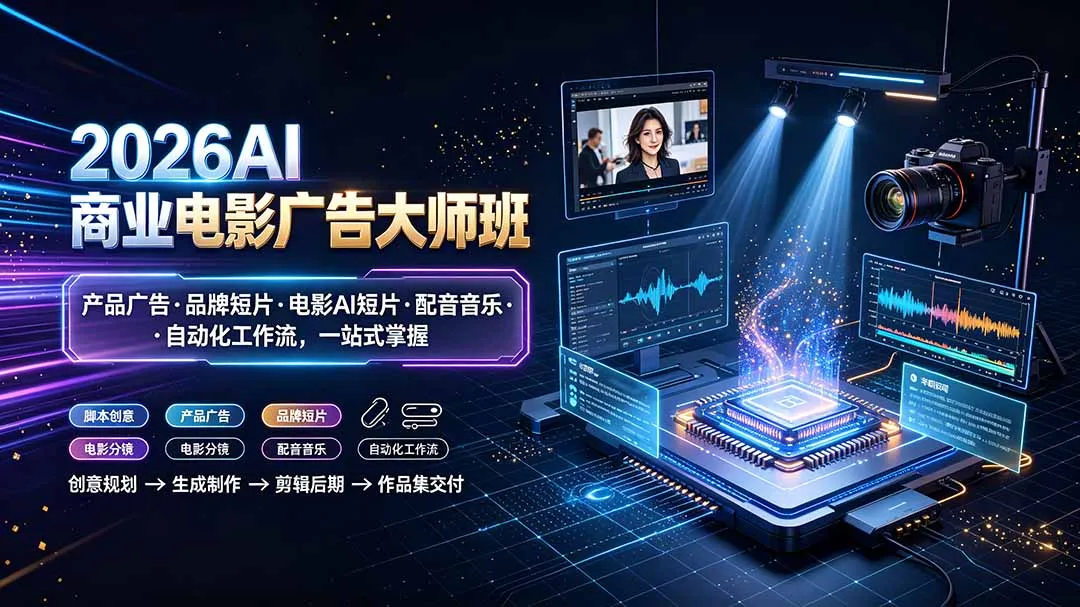 2026AI商业电影广告大师班：产品广告·品牌短片·电影AI短片·配音音乐·自动化工作流，一站式掌握-北极星资源库