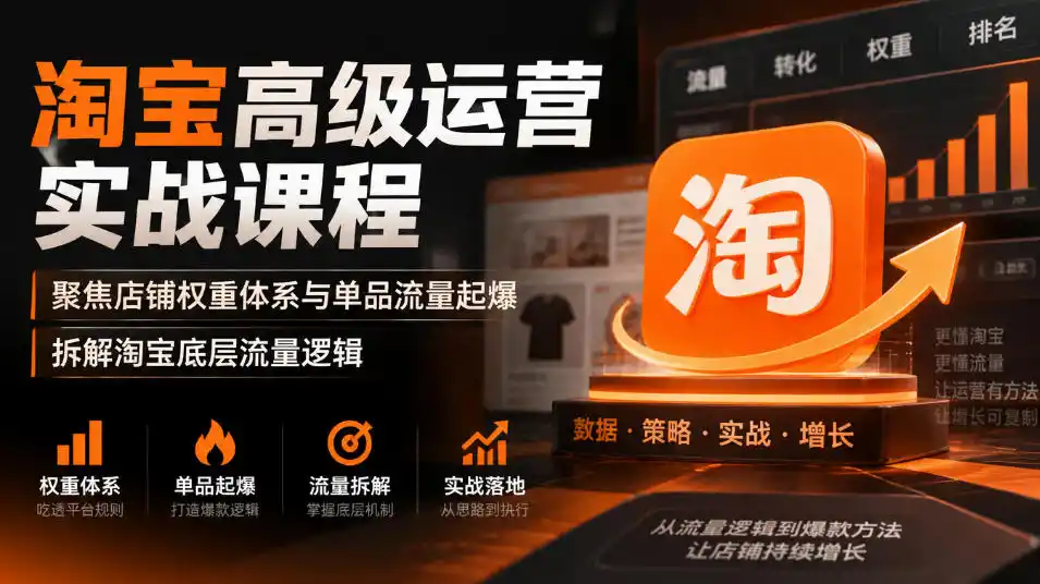 淘宝高级运营实战课程,聚焦店铺权重体系与单品流量起爆,拆解淘宝底层流量逻辑-北极星资源库