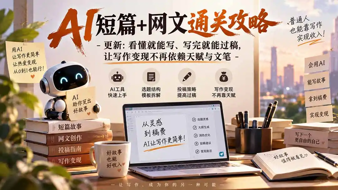 AI短篇+网文通关攻略-更新1009：看懂就能写、写完就能过稿，让写作变现不再依赖天赋与文笔-北极星资源库