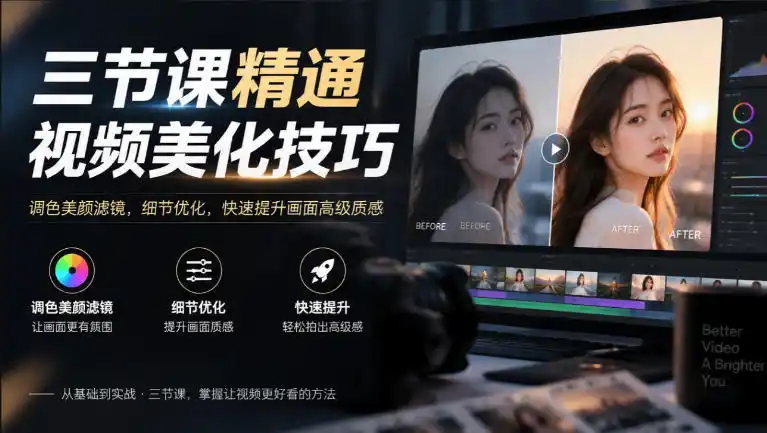 三节课精通视频美化技巧｜调色美颜滤镜，细节优化，快速提升画面高级质感-北极星资源库