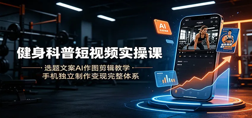 健身科普短视频实操课：选题文案AI作图剪辑教学，手机独立制作变现完整体系-北极星资源库