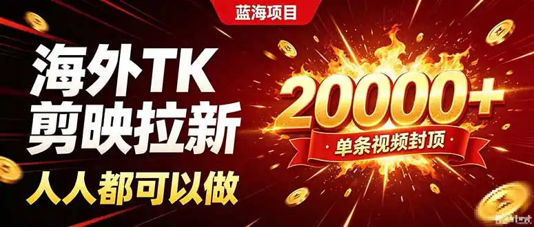 海外TK拉新新玩法，剪映就能做，不用经验不用粉丝，单条视频收益上限20000+-北极星资源库