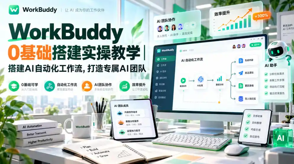 WorkBuddy 0基础搭建实操教学｜搭建AI自动化工作流，打造专属AI团队-北极星资源库