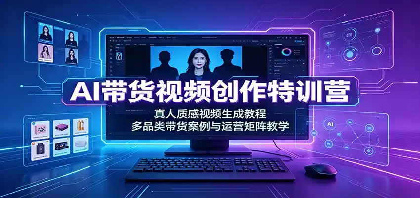 AI带货视频创作特训营：真人质感视频生成教程，多品类带货案例与运营矩阵教学-北极星资源库