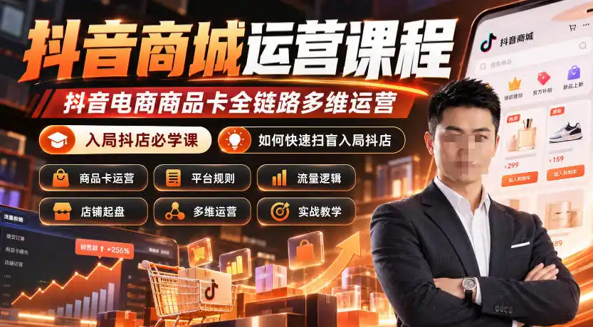 抖音商城运营课程，抖音电商商品卡全链路多维运营，入局抖店必学课， 如何快速扫盲入局抖店(更新1025)-北极星资源库