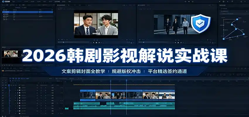 2026韩剧影视解说实战课：文案剪辑封面全教学，规避版权冲击平台精选签约通道-北极星资源库