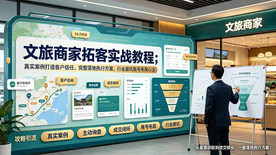 文旅商家拓客实战教程；真实案例打造客户信任，完整落地执行方案，行业避坑账号布局心法-北极星资源库
