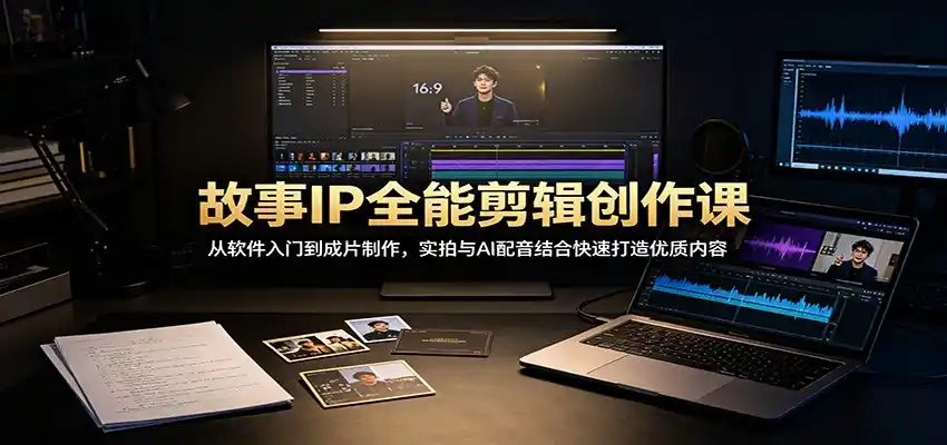 故事IP全能剪辑创作课：从软件入门到成片制作，实拍与AI配音结合快速打造优质内容-北极星资源库