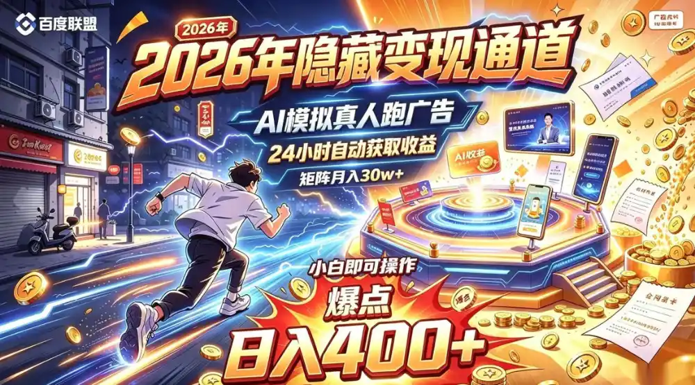 2026年别死磕自媒体，隐藏变现通道，AI模拟真人自动跑广告，小白即可操作，日入400+，矩阵月入可达到30w+【揭秘】-北极星资源库