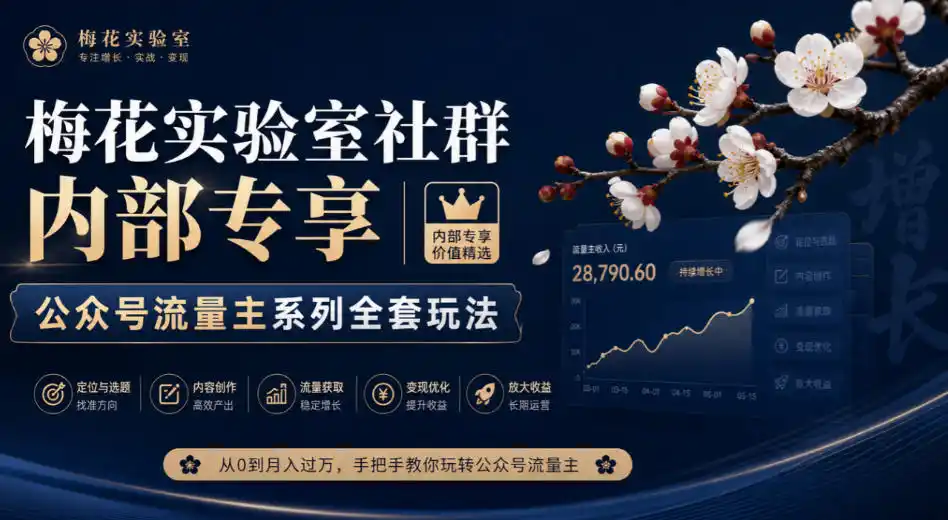 梅花实验室社群内部专享-公众号流量主系列全套玩法-北极星资源库