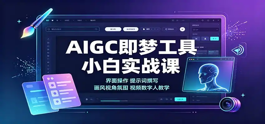 AIGC即梦工具小白实战课：界面操作，提示词撰写，画风视角氛围视频数字人教学-北极星资源库
